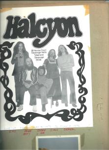 Flyer for Sian's first band Halcyon from 1972